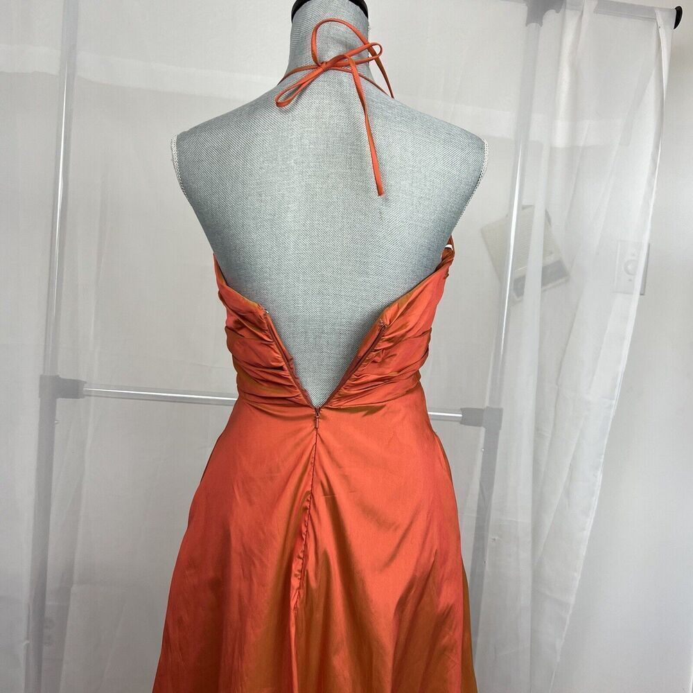 Vintage 80s Jim Hjelm silk iridescent midi dress halter neck retro Small summer - Picture 7 of 10
